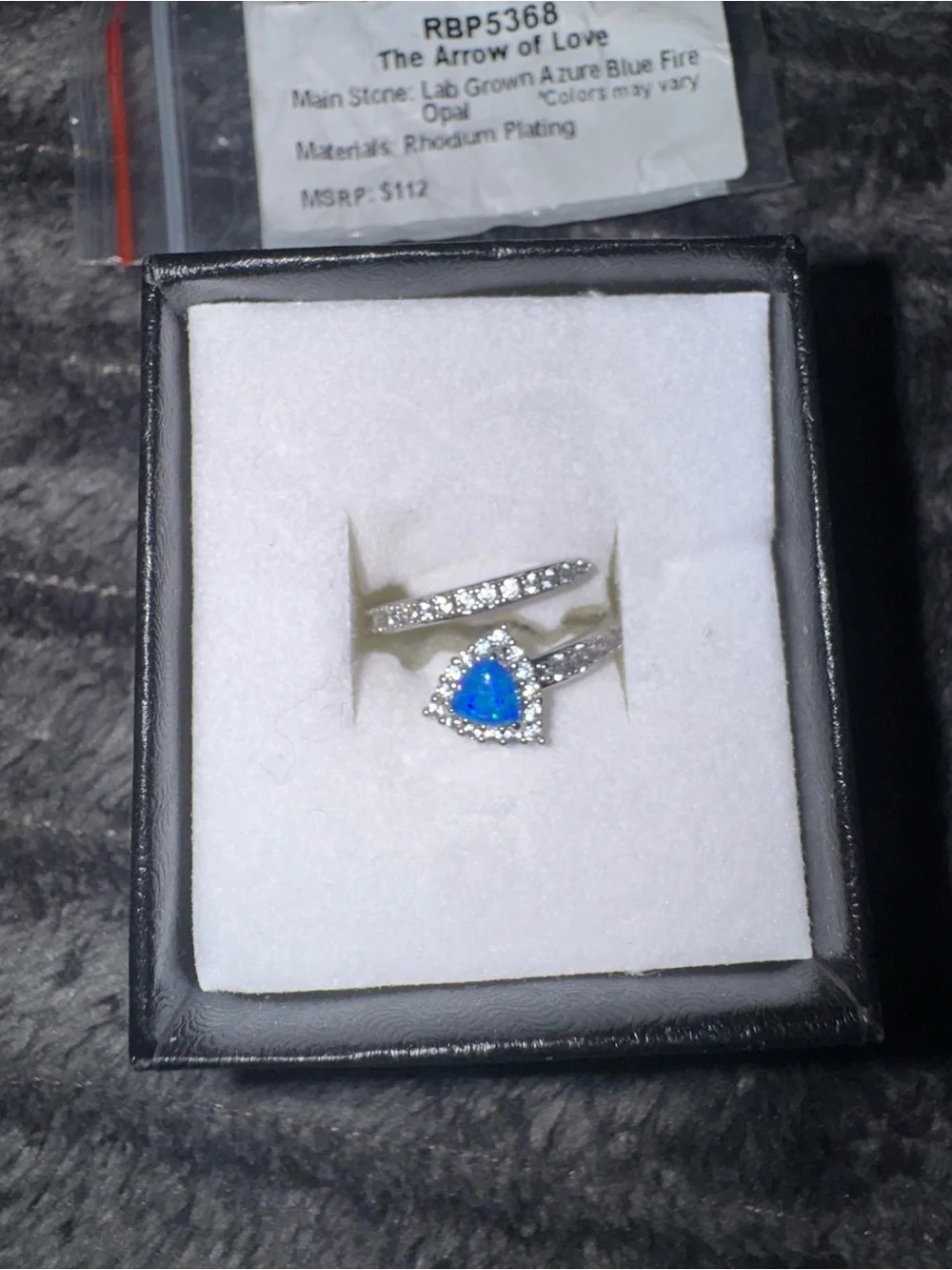 Sterling Ring Set with Blue Fire Opal Pear Center